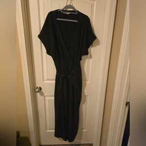 Free People Beach Women’s XL Black Ribbed Wide Leg Jumpsuit